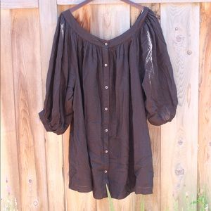 Bubble sleeve peasant dress